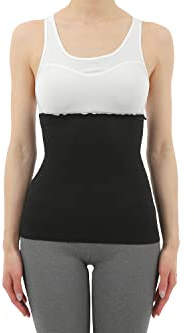 DuringVillage Belly Warmer Haramaki Thermal Underwear Top Cotton & Silk for Women Made in Japan (Black,Medium)