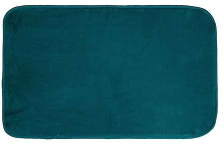 Douceur d'Intérieur, Tapis de Bain (45 x 75 cm) Vitamine Sdb Bleu/Emeraude, Microfibre Unie