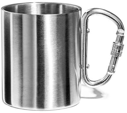 Ebiz Tasse Poignée Mousqueton Mug Original Escalade 300 ml Acier Inoxydable