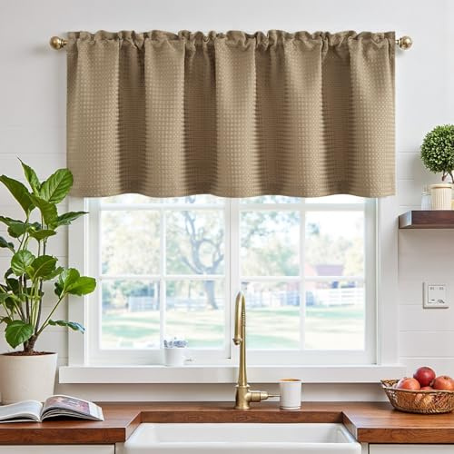 TOPICK Tenda da cucina Boho a righe in lino bohemian corta, con strisce