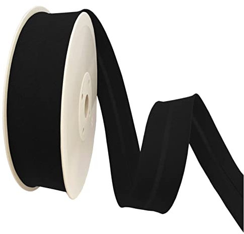 TEXTEX = 20 mm Breites Schrägband. 50% Baumwolle und 50% Polyester. Stück von 10m - (Schwarz)