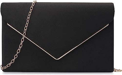 Clutch Für Hochzeit Kettentasche,Damen handtaschen damen klein,elegant Samt Umschlag Crossbody Klassisch Clutch Tasche Abendtasche Hochzeit (Schwarz)