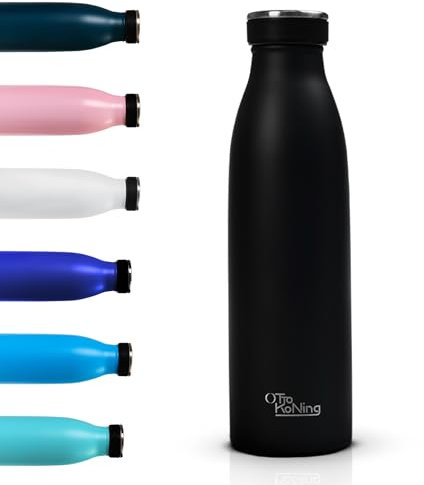Botella de Agua Acero Inoxidable 500ml-Otto Koning-Botella Térmica con Doble Aislamiento al vacío para 12 Horas de Bebida Caliente y 24 Horas de Bebida Fría. Termo a Prueba de Fugas Libre BPA