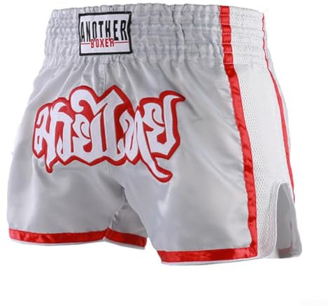 PETSTIBLE Muay Thai-Shorts, Boxshorts für Damen und Herren, Taekwondo-Kleidung, Satin, Taekwondo-Shorts für Herren, Weiß, Größe XXL