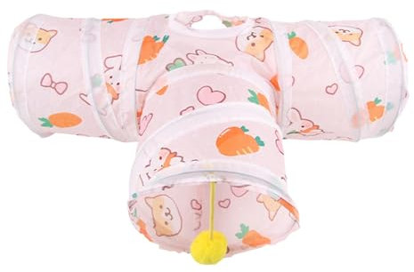 Spizummp Kleintier-Tunnel, interaktive Röhren für Haustiere, zusammenklappbar, tragbar, Kaninchen, Katzenspielzeug für Meerschweinchen, Frettchen, Kätzchen