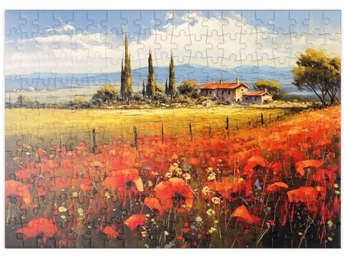 MyPuzzle Mohnfelder in der toskanischen Landschaft - Premium 200 Teile Puzzle - MyPuzzle Sonderkollektion von Puzzle Galaxy