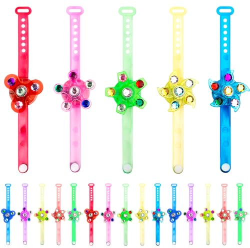 WDKXCN Braccialetti Luminosi per Bambini, 20 Pezzi Girevoli Bracciali Luminosi Gadget Compleanno Bambini, Bracciale Led Regalini Fine Festa Compleanno Bambini Pensierini per Bambini Dopo Festa