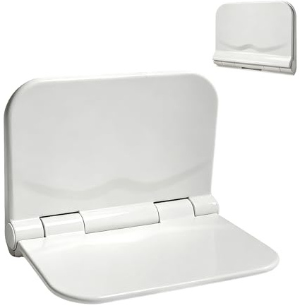 Eirolace Sedile per Doccia Pieghevole a Muro, Supporta 150 kg, Sedile Doccia Allungato e Spesso per Anziani e disabili, Sgabello Doccia Antiscivolo, Sedile per Vasca Pieghevole per Anziani 38x29.5 cm