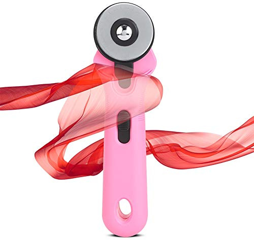 Generic Tygklippare 45 Mm Rund Skärkniv Hög Effektivitet och Ergonomisk för tyg- och Läderskärning 1 Stycke (Rosenröd)