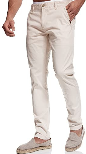 Indicode Herren Cherry Chinohose Stretchhose | Chino Herrenhose Stretch Stoffhose Fog, 33/32