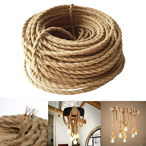 GreenSun Corde Cable Electrique - 10M Fil Electrique Cable 3G0,75 Fil Electrique 0,75mm² Fil Electrique Corde 3x0,75mm² Fil de lin électrique à 3 conducteur pour lampes Suspension accessoires DIY