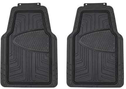 Amazon Basics 2 Stück Ganzjahres-Bodenmatten aus Gummi für Pkw, SUV und Lkw, Schwarz
