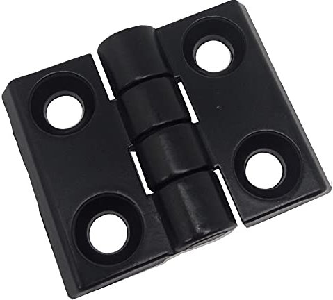 QINGSHENG Scharnier-Installationsset aus Aluminiumlegierung, moderner Stil, schwarz, lackiert, geeignet für 3030 Aluminium-Extrusionsprofilschlitz, Lochabstand: 30 x 25 mm, Lochdurchmesser: 6,5 mm,