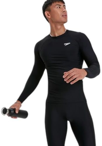 Speedo Mens Long Sleeve Sun Protection Top Black/White XL
