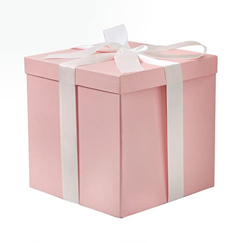RUSPEPA Boîte-Cadeau D'Anniversaire Moyenne Avec Couvercles, Ruban Et Papier De Soie, Boîte-Cadeau Pliable - 1 Pièces, 23 X 23 X 23 cm, Rose