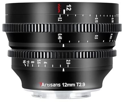 7artisans APS-C Ultra-Weitwinkel-Kino-Objektiv, 12 mmT2.9 große Blende, manueller Festfokus, geringe Verzerrung, kompatibel mit Nikon Z-Mount Z5 Z6 Z7 Z9 Z50 Z6II Z7II ZFC, Schwarz