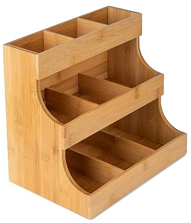 Vertical Tea Bag Organizer Wood Box Storage Box Teabags Holder Tabletop Chests for Tea Storage Tea Bag Organiser for Tea Bag Coffee Capsules Sugar Packets Storage for Home Kitchen Office Café