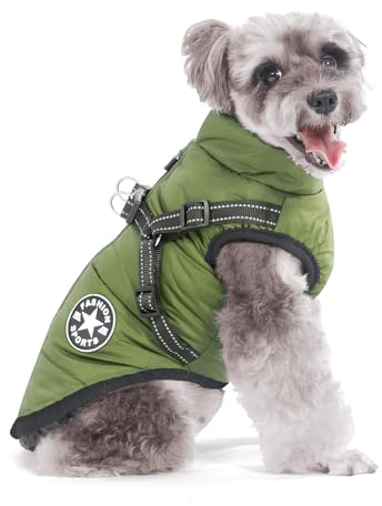 Aywoja Dog Coat with Harness Waterproof Dog Coat Easy to put on and take off Winter Warm Clothes Jacket for Puppy Small Medium Large Dogs