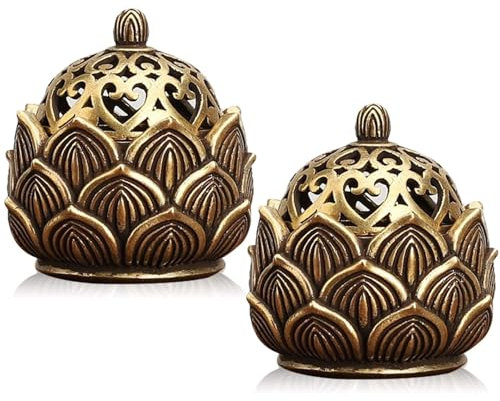 FEMONGY Räucherkegel Halter 2 Stück Räucherkerzen Halter Lotus Räuchergefäß Räucherstäbchen Halter Weihrauchbrenner Räucherstäbchenhalter Incense Holder für Zuhause BüroTeehaus Dekoration, 4cm