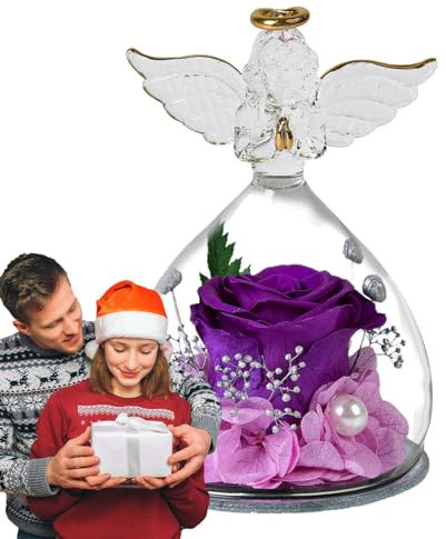 ZONEWD Forever Flowers - Figura de ángel preservada con rosas en , figuras de ángeles para ella, día de San Valentín, día de la madre