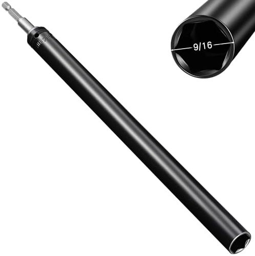 Blulu 9/16(14mm) Power Nut Driver, Nut Runner Hollow Socket with 1/4 Hex Shank, Fit Long Bolts and Ductwork for Overhead Fastening Applications Operations (1 Pack,9/16(14mm) x 10 Inch)