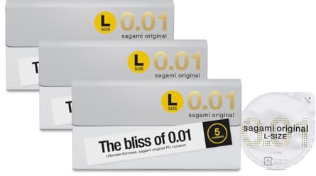Sagami Original 0,01 L-storlek | ultratunn | superstark | icke-latex PU-kondomer (15-pack)