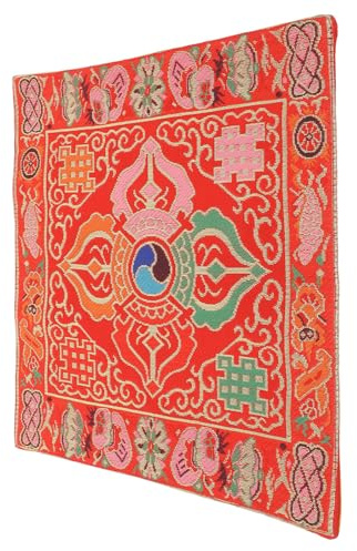 MAGICLULU Tappetino Antiscivolo per Ciotola Sonora Buddista Ricamato Doppio Strato, Cuscinetto Rituale Leggero e Compatto per Campane Tibetane, Accessorio Tradizionale per Meditazione