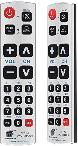 Alkia Big Button Universal Remote Control - Seniors Elderly Remote for Samsung LG Toshiba Sony JVC Panasonic Philips Sharp Hitachi Technika TV - Put Battery to Work, No Program Needed