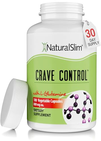 NaturalSlim Natural Appetite Suppressant - Craving Blocker Sugar & Refined Carbs Crave Control - Energy & Metabolism Booster with L Glutamine & Thiamine B1 Supplement - 180 Vegetable Capsules