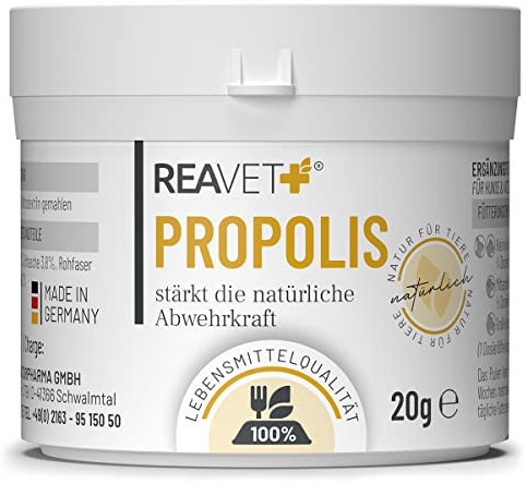 ReaVET Propolis Pulver für Hunde & Katzen 20g – Natürliches Futterergänzungsmittel zur Unterstützung von Immunsystem & Haut – Hochwertiges Propolispulver in Lebensmittelqualität