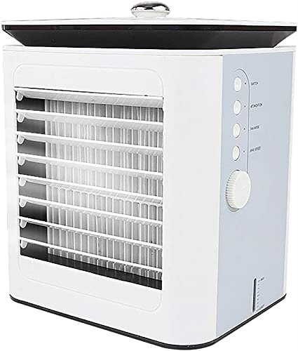 Mini Table luftkonditionering fläkt, mini luftkonditionering kylare, bärbar miljövänlig snabbkylning och 3 hastigheter luftkonditionering med LED-ljus for hemmakontor