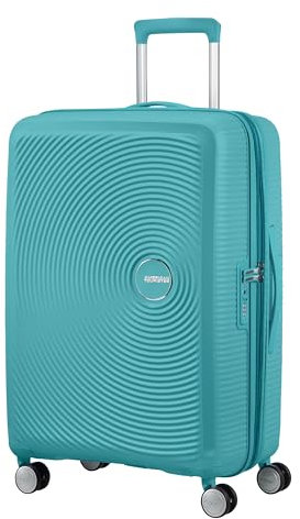 American Tourister Soundbox - Hartschalenkoffer 67 cm Mittelgroß - Trolley Koffer mit 4 Rollen, TSA-Schloss, Erweiterbar & Leicht - 71.5/81 L - Türkis (Turquoise Tonic)