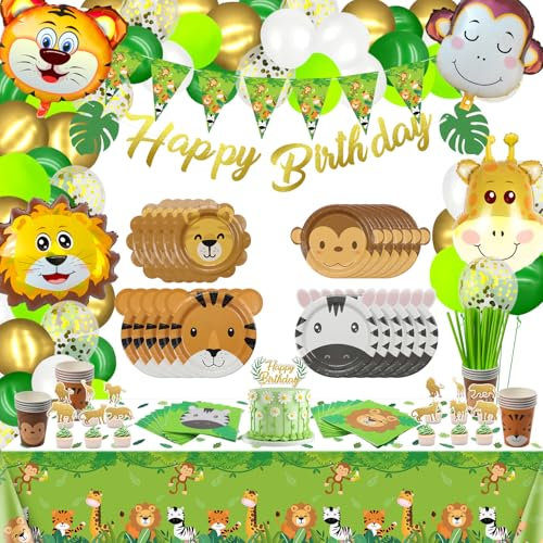 Decorazioni Per La Festa Di Compleanno Jungle Safari, Piatti Di Carta Con Animali, Tovaglia Safari, Palloncini Con Animali, Striscione Di Buon Compleanno, Articoli Per Feste Con Animali Per Bambini