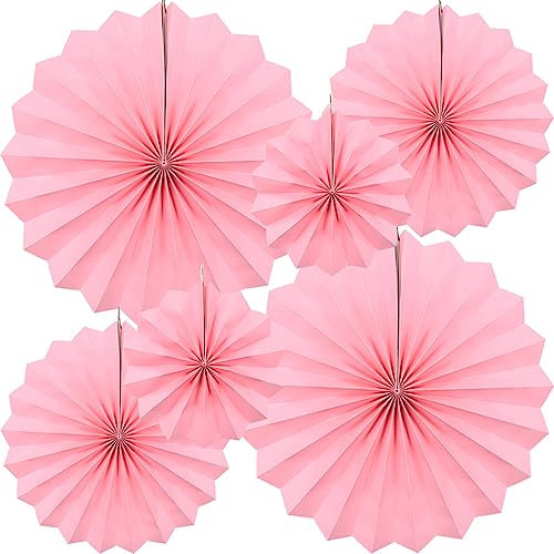 CEEYSEE 6 Stück Papier Fächer Dekoration 20/30/40cm Hanging Girlande Rosa Gartenparty Deko Papierfächer Hängende für Party Feier Hochzeit Babyshower Geburtstag (Rosa/ZFNS)
