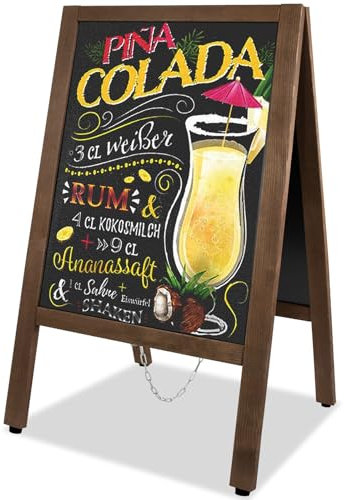 VAIIGO A Board Pavement Sign A Frame Chalkboard Sign Board 43x85cm Double Sided Pavement Board Sandwich Board Signs Outdoor Blackboard for Restaurant, Business, Wedding(Medium), Brown