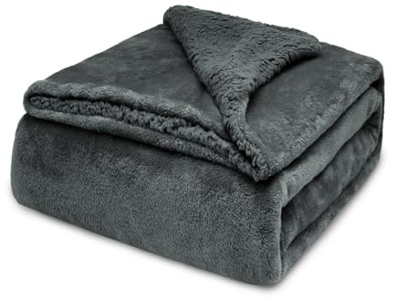 HOME MERCURY- Manta de Borreguito Sherpa Reversible 130x160cm. Extra Suave, Térmica y Multiusos. Manta Caliente para Cama, Sofá y Viaje (Oscuro)