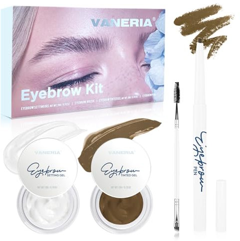 VANERIA Augenbrauen Gel für Lang Anhaltendes,Eyebrow Gel,Augenbrauenstift für Gezähmte Augenbrauen Fixierte Augenbrauenfarbe,Augenbrauen Pomade+Augenbrauen Bürste,Augen Make-Up（Hellbraun）