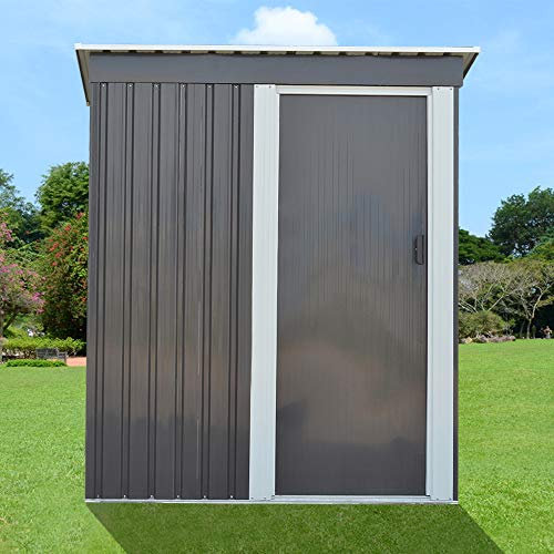 Panana Two Door Metal Garden Shed Tool Storage Sheds Lockable Green/Grey Color (5ft x 2.5ft Grey)