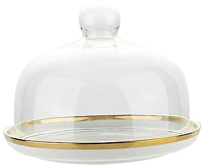 VILLFUL 1juego Cubierta Para Postres Con Plato Cerámico Expositor Para Tartas y Repostería Eventos y Fiestas Diseño Transparente Para Bodas y Recepciones