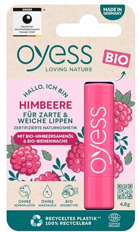 OYESS loving nature Oyess Lippenpflege Himbeere, pflegender Lippenpflegestift für trockene Lippen (1 x 4,8 g)