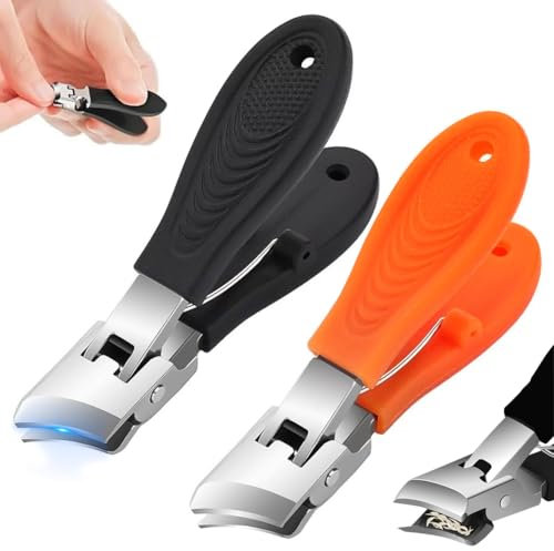 Vibbang 2 Pezzi Tagliaunghie Curvo, Tagliaunghie Inclinato, Tagliaunghie Smussato, Wide Jaw Opening Anti-Splash Slanted Nail Clipper, Ampia Apertura, Antispruzzo Per Piedi Per Unghie Spesse (A)