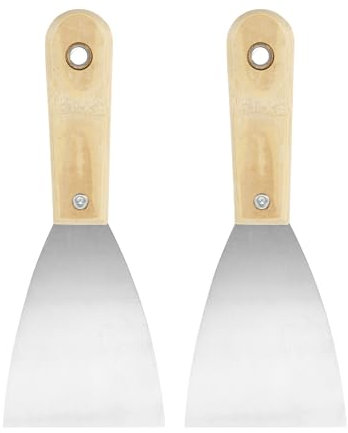 QUARKZMAN 2Pcs Spatule à Enduire en Acier au Carbone 3 Manche en Bois Flex Spatule pour Papier Peint Grattage Peinture