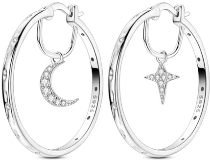 NARMO 925 Boucles d'oreilles Lune en argent sterling pour Femme