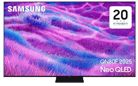 Samsung TV AI Mini LED 75 Pouces Neo QLED QN80F 4K Smart TV, Quantum Matrix Core, Processeur NQ4 AI Gen2, WiFi, Airplay, HDR, Q-Symphony, OTS Lite, Knox Security, Gaming Hub, Bixby, Dolby Atmos