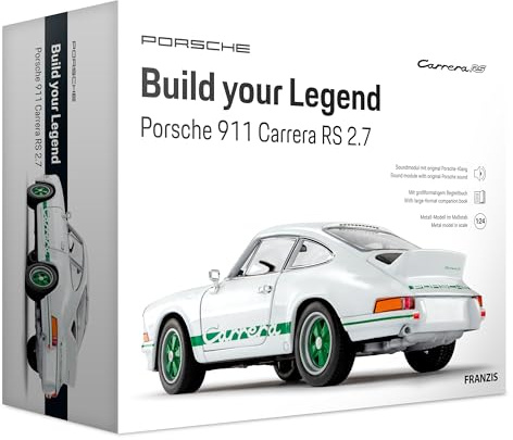 Franzis 67267 – Porsche 911 Carrera RS 2.7 – Build Your Legend – detaljerad modellbyggsats inklusive ljudmodul, LED-belysning, medföljande bok