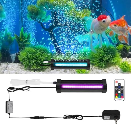 LED Fish Tank Aquarium Light: Waterproof Submersible Fish Tank Light with Remote Controller/Dimming - RGB Color Changing Adjustable Brightness 5 inch/13cm Underwater Air Bubble Lights for Fish Tank