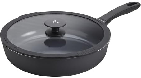 HENCKELS x EMERIL Lagasse Nola 11-inch Nonstick Saute Pan with Lid, Heavy-Gauge Aluminum for Fast, Even Heat Cooking, Made in Italy, Black