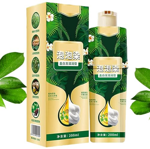 Tinte Capilar en Espuma - Tinte de Pudín 200ml | Champú con Acondicionador Natural para Cobertura de Canas Gris Oscuro Hombre Mujer