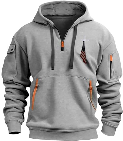 TOFOTL Felpe con Zip Felpa Cappuccio Tennis Felpa Boxy Fit Vintage Leggero Maglie Oversize Maglione con Cerniera Mare Hoodie Fit di Sport Basic Lavoro Maglia Invernale 12-Grigio Chiaro 3XL