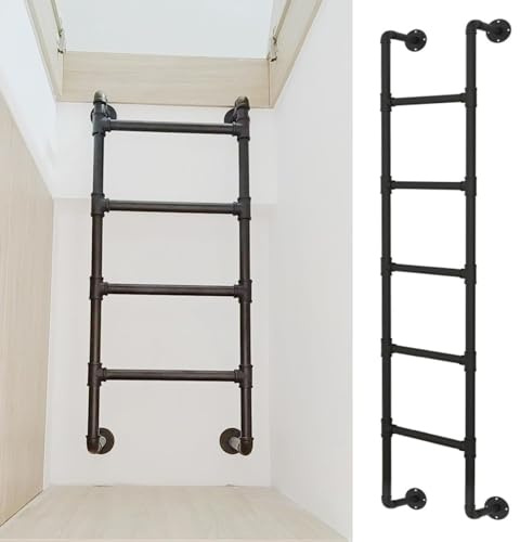 Emergency Escape Ladder - Wall-Mounted Metal Loft Bed LadderIndustrial Iron Bunk Bed Climbing Ladder for Indoor/Outdoor Use & Safe Stairway Solution